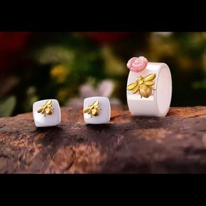 Ceramic ring and earrings set
